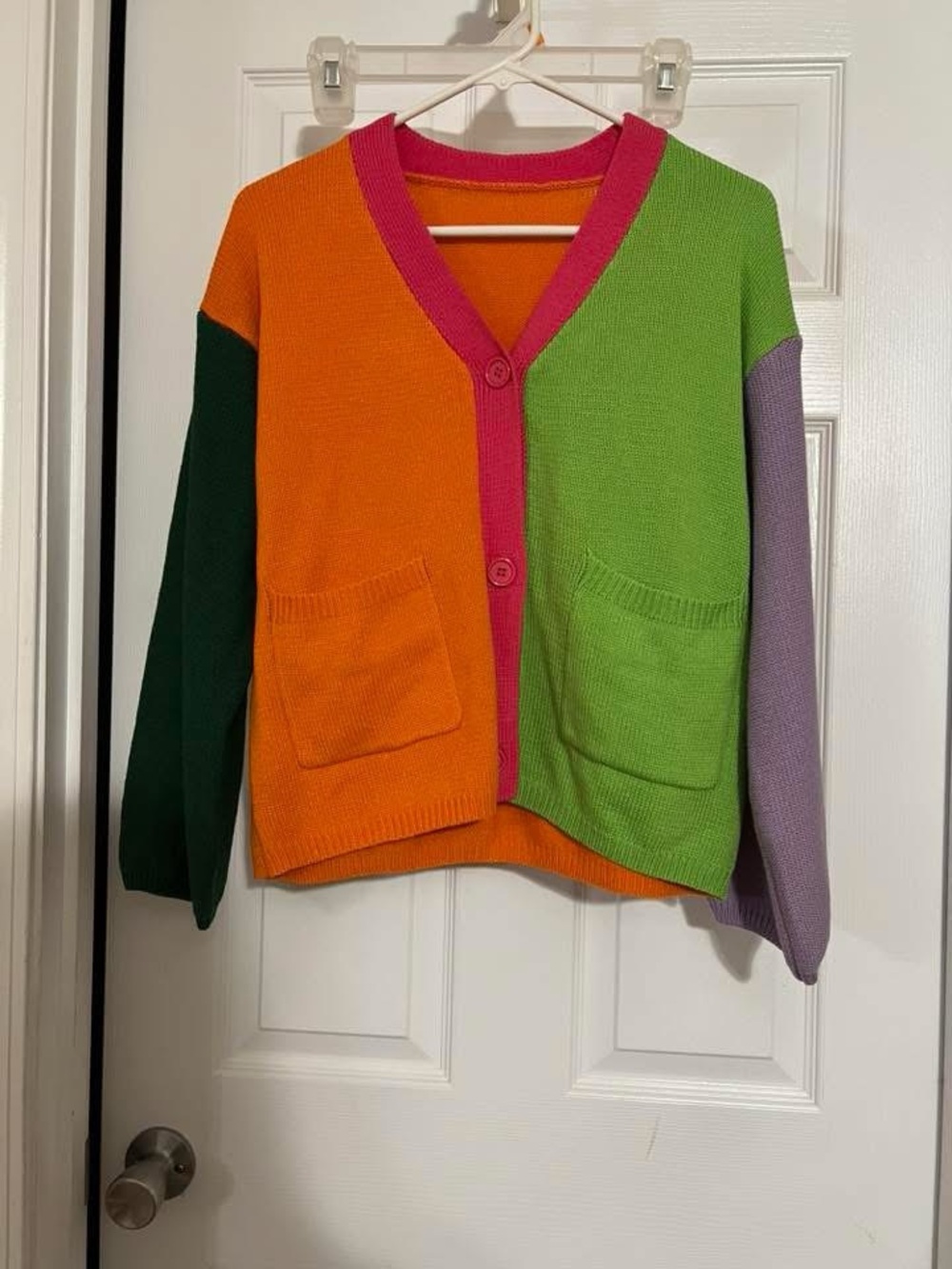 Colorblock Button-Front Cardigan Sweater - Multicolor - Picture 2 of 2